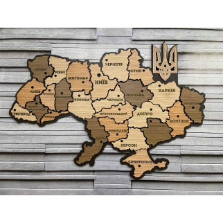 Панно 3D декоративне мапа України, з об'ємом 14 мм для стін, 60 х 42 см коричневе в 3 розмірах - Інтернет-магазин спільних покупок ToGether