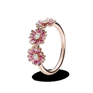 Серебряное кольцо в позолоті     "Рожеві ромашки" 188792C01 - Інтернет-магазин спільних покупок ToGether