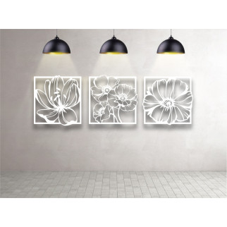 Панно 3D декоративне з об'ємом 15 мм для стін, Квіти 40 х 123 см біле - Інтернет-магазин спільних покупок ToGether