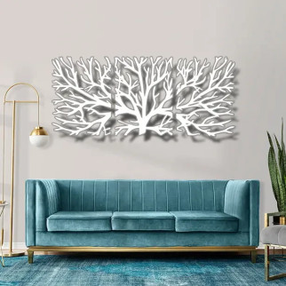 Панно 3D декоративне з об'ємом 15 мм для стін, Дерево 60 х 138 см біле - Інтернет-магазин спільних покупок ToGether