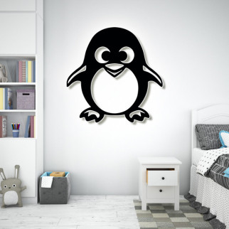 Панно 3D декоративне з об'ємом 15 мм для стін, Пінгвін 60 х 60 см чорне - Інтернет-магазин спільних покупок ToGether