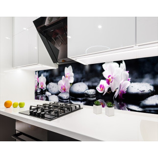 Наклейка на кухонний фартух 60 х 250 см, з фотодруком та захисною ламінацією орхідеї рожеві на камінні (БП-s_fl11689-1) - Інтернет-магазин спільних покупок ToGether