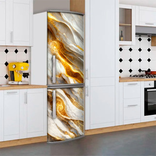Наклейка на холодильник, текстура під мармур із золотом, 180х60 см - Лицьова (В), з ламінуванням - Інтернет-магазин спільних покупок ToGether