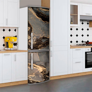 Вінілова наклейка на холодильник, текстура під сірий мармур із золотом, 200х60 см - Лицьова (В), з ламінуванням - Інтернет-магазин спільних покупок ToGether