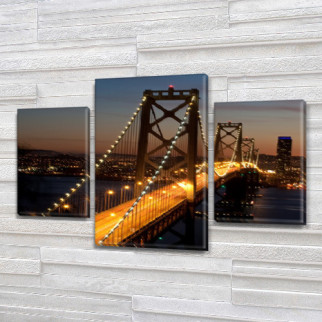 Картина в офіс із нічним мостом, на Холсті нат., 45х70 см, (30x20-2/45x25) Холст син., 80, 120 - Інтернет-магазин спільних покупок ToGether