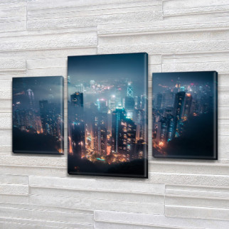 Модульна триптих картина Місто вночі, на ПВХ тканини, 45х70 см (30x20-2/45x25) - Інтернет-магазин спільних покупок ToGether