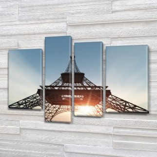 Модульна триптих картина Ейфелева вежа, на ПВХ тканини, 65x85 см, (40x20-2/65х18/50x18) Холст нат., 65, 85 - Інтернет-магазин спільних покупок ToGether
