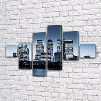Модульна картина Нічні хмарочоси, на ПВХ тканини, 75x120 см, (18x18-2/40х18-2/65x18-2) - Інтернет-магазин спільних покупок ToGether