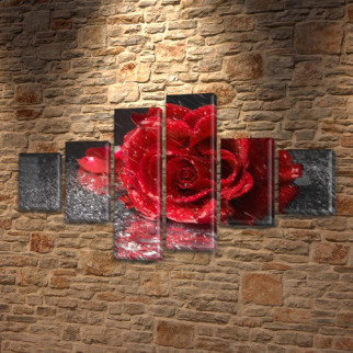 Модульна картина Троянда на чорному, 70x120 см, (25x18-2/35х18-2/65x18-2) - Інтернет-магазин спільних покупок ToGether