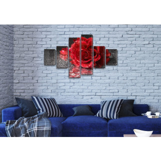 Модульна картина Троянда на чорному, 70x120 см, (25x18-2/35х18-2/65x18-2) Холст син., 80, 135 - Інтернет-магазин спільних покупок ToGether