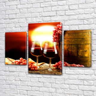Картини для інтер'єру на полотні Вино в бакалах, 45х70 см, (30x20-2/45x25) - Інтернет-магазин спільних покупок ToGether