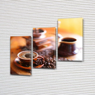 Модульна картина Чашка кава фото на Холсті син., 70x80 см, (50x25-2/50х25) - Інтернет-магазин спільних покупок ToGether