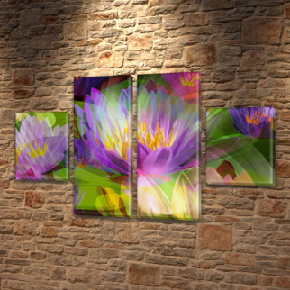 Модульна картина Фантастичні квіти на Холсті син., 50x80 см, (25x18-2/50х18-2) ПВХ тканина, 50, 80 - Інтернет-магазин спільних покупок ToGether