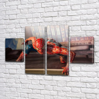Модульна картина Людина Павук на Холсті син., 50x80 см, (25x18-2/50х18-2) - Інтернет-магазин спільних покупок ToGether