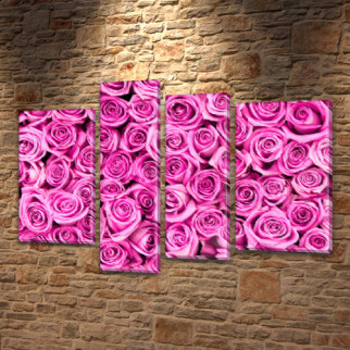 Картина модульна Рожеві троянди на Холсті син., 65x85 см, (40x20-2/65х18/50x18) ПВХ тканина, 65, 85 - Інтернет-магазин спільних покупок ToGether