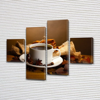 Картина модульна Ранкова кава, на Холсті син., 65x80 см, (25x18-2/55х18-2) - Інтернет-магазин спільних покупок ToGether