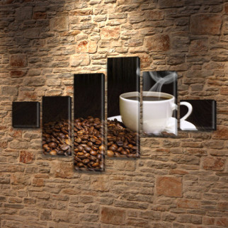 Картина Чашка кава на Холсті син., 75x120 см, (18x18-2/40х18-2/65x18-2) - Інтернет-магазин спільних покупок ToGether