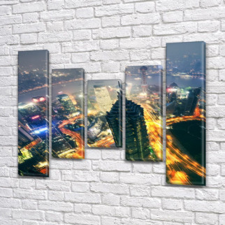 Модульна картина Краєвид на місто з висоти на Холсті син., 80x100 см, (80x18-2/55х18-2/40x18) Холст нат., 90, 110 - Інтернет-магазин спільних покупок ToGether