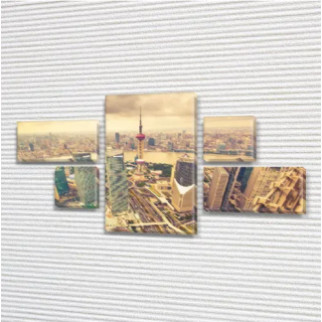 Картина модульна вишка в місті на Холсті син., 60x110 см, (18x35-2/18х18-2/60x35) - Інтернет-магазин спільних покупок ToGether