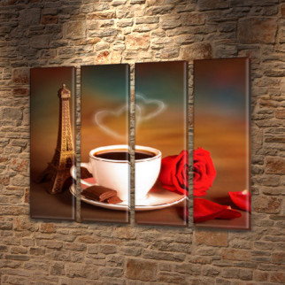 Модульна картина Гаряча кава, на Холсті син., 65x80 см, (65x18-4) - Інтернет-магазин спільних покупок ToGether