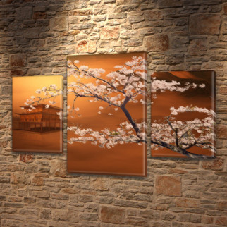 Картина модульна Квітуча сакура на Холсті, 80х120 см, (55x35-2/80x45) - Інтернет-магазин спільних покупок ToGether