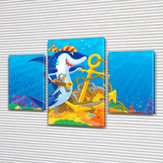 Модульна триптих картина Акула 80х120 см, (55x35-2/80x45) ПВХ тканина, 80, 120 - Інтернет-магазин спільних покупок ToGether