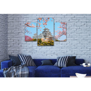 Модульна картина Замок в Осаку в спальню на Холсті, 80х120 см, (55x35-2/80x45) - Інтернет-магазин спільних покупок ToGether