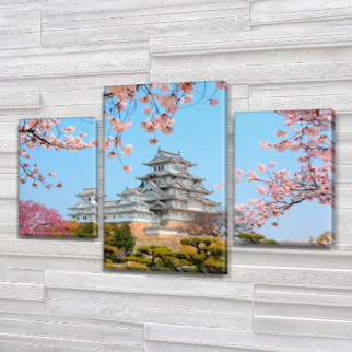 Модульна картина Замок в Осаку в спальню на Холсті, 80х120 см, (55x35-2/80x45) ПВХ тканина, 80, 120 - Інтернет-магазин спільних покупок ToGether