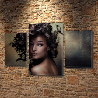 Модульна картина Жіночий погляд на Холсте, 80х120 см, (55x35-2/80x45) Холст син., 60, 90 - Інтернет-магазин спільних покупок ToGether