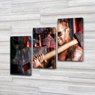 Модульна картина Людина та молот на Холсті, 100х110 см, (70x35-3) ПВХ тканина, 85, 95 - Інтернет-магазин спільних покупок ToGether
