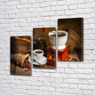 Картина модульна Кава з турки на Холсті, 100х110 см, (70x35-3) ПВХ тканина, 85, 95 - Інтернет-магазин спільних покупок ToGether