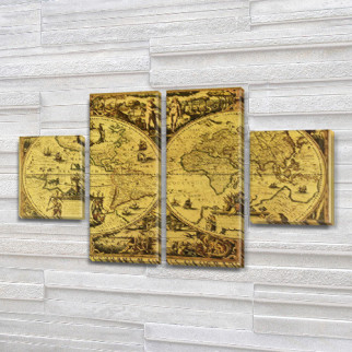 Модульна картина Карта давнини на Холсті, 80x130 см, (40x30-2/80х30-2) - Інтернет-магазин спільних покупок ToGether