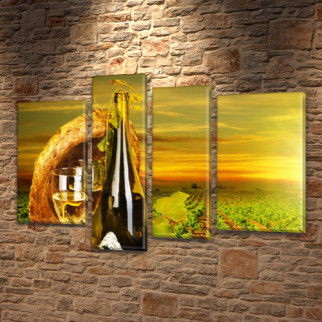Модульна картина Винна долина на Холсті, 90x130 см, (65x35-2/90х25/75x25) ПВХ тканина, 85, 110 - Інтернет-магазин спільних покупок ToGether