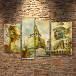 Модульна картина Східні боги на Холсті, 90x130 см, (65x35-2/90х25/75x25) ПВХ тканина, 85, 110 - Інтернет-магазин спільних покупок ToGether