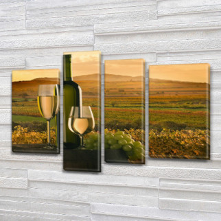 Модульна картина Вино для двох на Холсті, 90x130 см, (65x35-2/90х25/75x25) - Інтернет-магазин спільних покупок ToGether