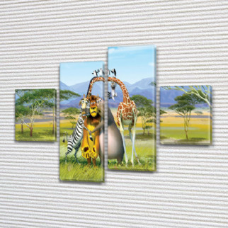 Картина модульна Пригоди Мадагаскару, 85x110 см, (35x25-2/75х25-2) - Інтернет-магазин спільних покупок ToGether