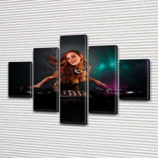 Модульна картина Дівчина-диджей на Холсті, 95x135 см, (40x25-2/70х25-2/95x25) - Інтернет-магазин спільних покупок ToGether