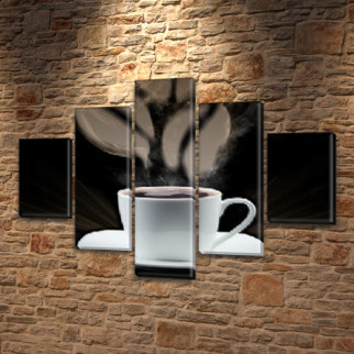 Картина модульна Кава з піною на Холсті, 95x135 см, (40x25-2/70х25-2/95x25) ПВХ тканина, 95, 135 - Інтернет-магазин спільних покупок ToGether