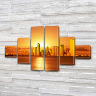 Модульна картина Схід сонця в місті на ПВХ тканини, 75x130 см, (20x20-2/45х20-2/75x20-2) - Інтернет-магазин спільних покупок ToGether