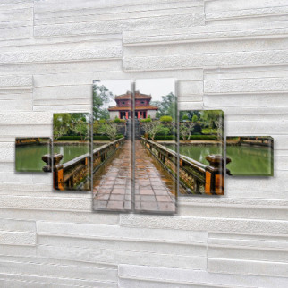Картина модульна Міст до дому на ПВХ тканини, 75x130 см, (20x20-2/45х20-2/75x20-2) Холст син., 90, 160 - Інтернет-магазин спільних покупок ToGether