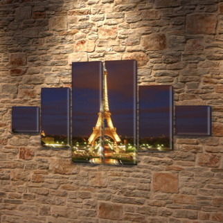 Модульна картина Вогні Ейфелевої вежі на ПВХ тканини, 75x130 см, (20x20-2/45х20-2/75x20-2) - Інтернет-магазин спільних покупок ToGether