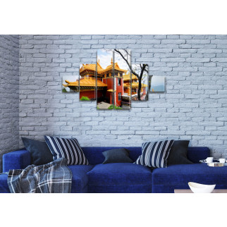 Модульна картина Азійський будинок на ПВХ тканини, 75x130 см, (20x20-2/45х20-2/75x20-2) Холст син., 90, 160 - Інтернет-магазин спільних покупок ToGether