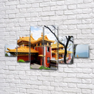 Модульна картина Азійський будинок на ПВХ тканини, 75x130 см, (20x20-2/45х20-2/75x20-2) - Інтернет-магазин спільних покупок ToGether