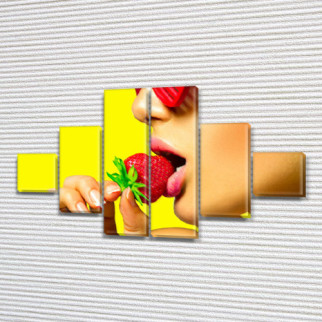 Модульна картина Смак полуниці на ПВХ тканини, 75x130 см, (20x20-2/45х20-2/75x20-2) ПВХ тканина, 90x160 см - Інтернет-магазин спільних покупок ToGether