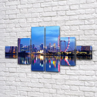 Модульна картина Краєвид нічного міста на ПВХ тканини, 75x130 см, (20x20-2/45х20-2/75x20-2) - Інтернет-магазин спільних покупок ToGether