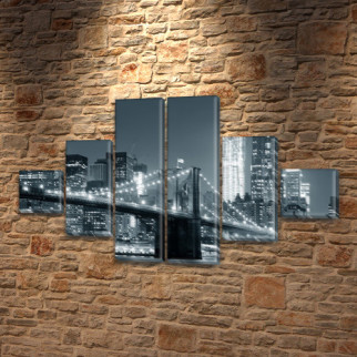 Картина модульна Міст великого міста на ПВХ тканини, 75x130 см, (20x20-2/45х20-2/75x20-2) Холст син., 75, 130 - Інтернет-магазин спільних покупок ToGether