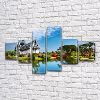 Модульна картина Будинок біля річки на ПВХ тканини, 80x135 см, (30x20-2/40х20-2/75x20-2) - Інтернет-магазин спільних покупок ToGether
