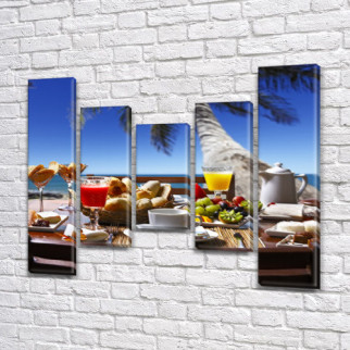 Модульна картина Сніданок на пляжі на ПВХ тканини, 90x110 см, (90x20-2/60х20-2/45x20) - Інтернет-магазин спільних покупок ToGether
