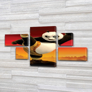 Картина модульна Панда Кунг Фу для дітей, 80x140 см, (25x45-2/25х25-2/80x45) - Інтернет-магазин спільних покупок ToGether