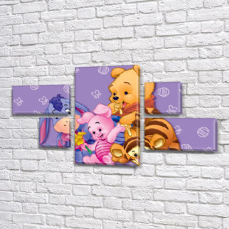 Модульна картина Вінні Пух у кімнату дитяча, 80x140 см, (25x45-2/25х25-2/80x45) - Інтернет-магазин спільних покупок ToGether